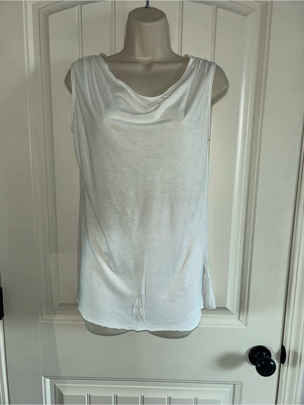 NEW Hard Tail White Draped Cowl Neck Camisole Sz L